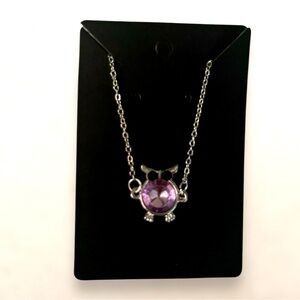 Amethyst crystal owl bracelet. Silver tone. New!